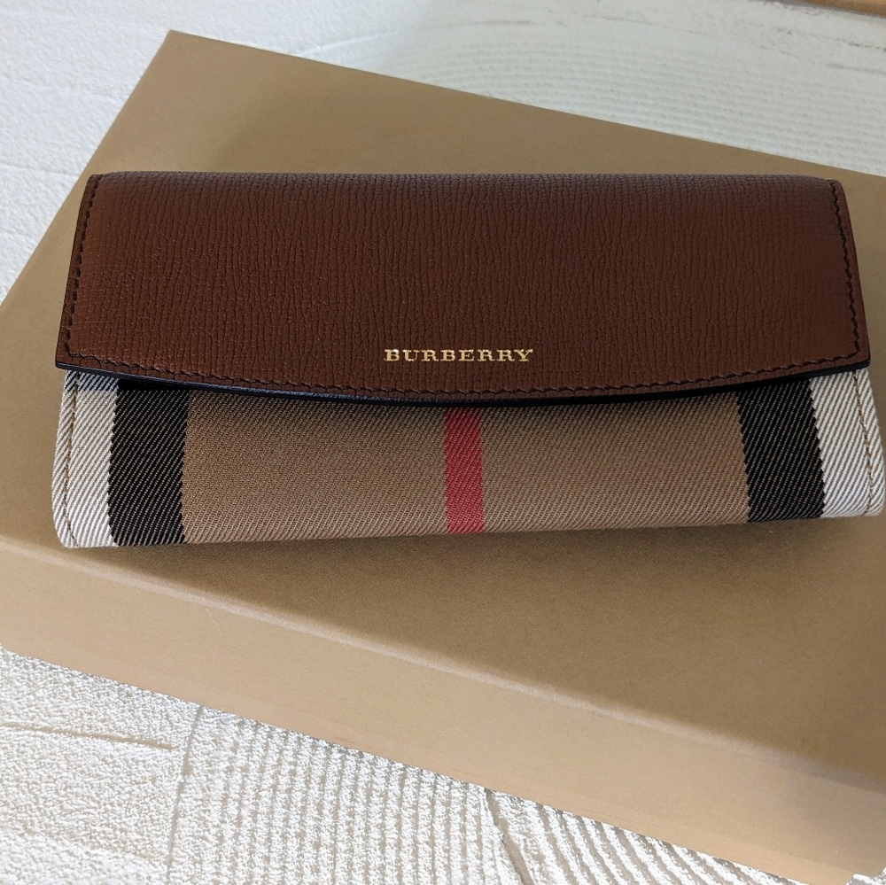 Burberry Check and Leather Continental Wallet (NWT)